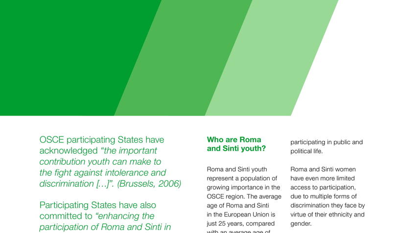 Participation of Roma and Sinti Youth | OSCE Resources Hub