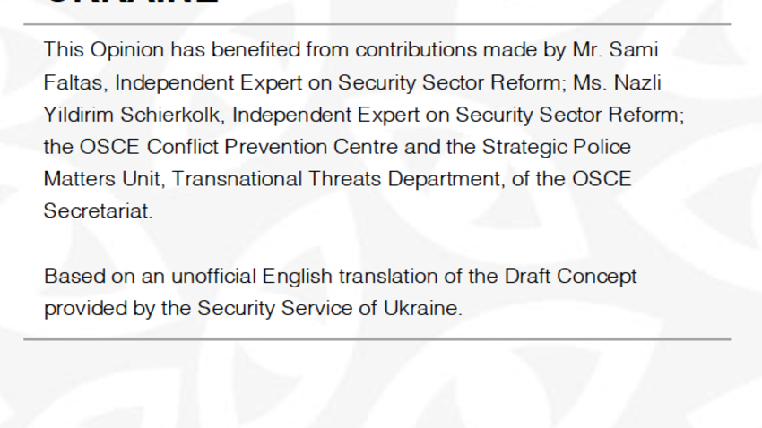 ODIHR opinion on Ukraine draft security service reform | OSCE Resources Hub
