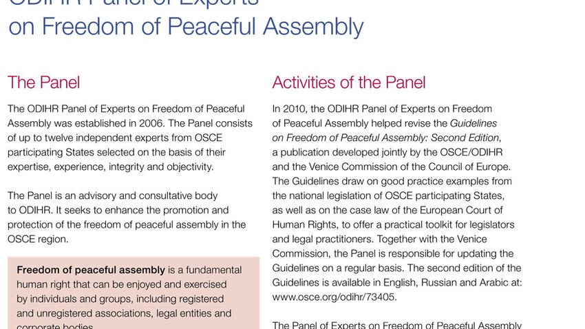 ODIHR Panel of Experts on Freedom of Peaceful Assembly | OSCE Resources Hub