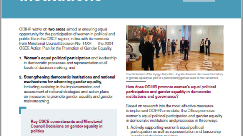 ODIHR factsheet on gender and politics | OSCE Resources Hub