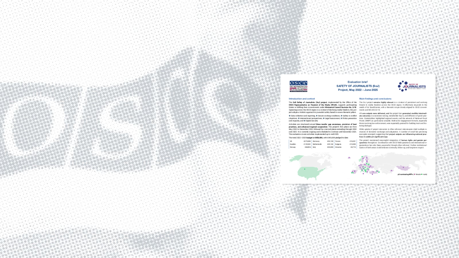 Evaluation brief: Safety of Journalists (SoJ) Project, May 2022–June 2025