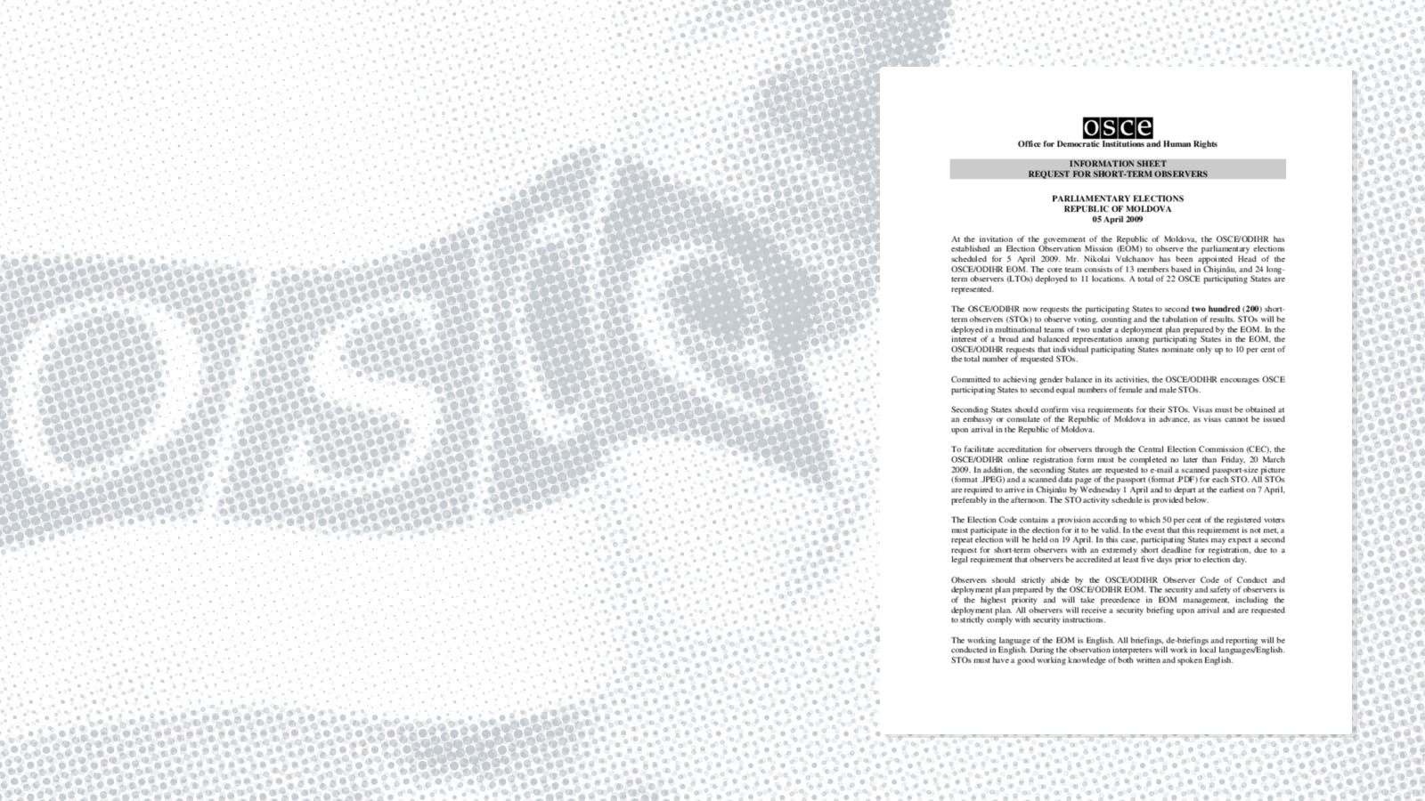 Request for short-term observers