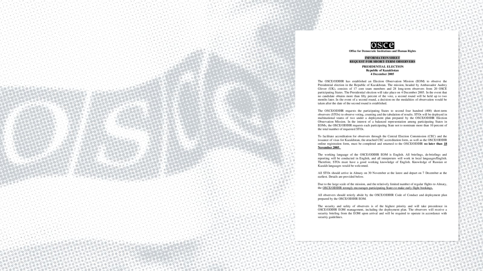 Request for short-term observers