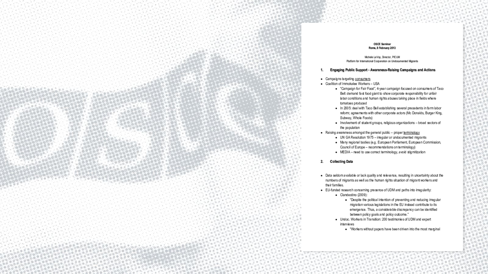 Remarks by Michele LeVoy Remarks by Michele LeVoy