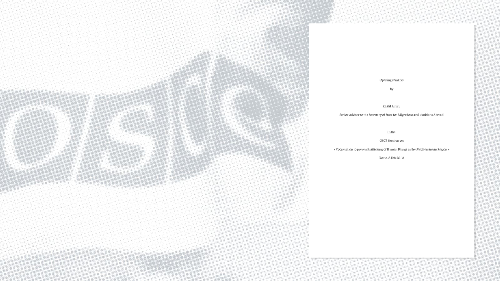 Opening remarks by Khalil Amiri Opening remarks by Khalil Amiri