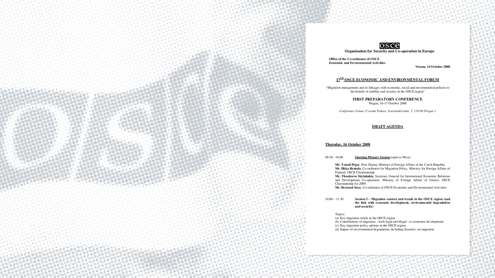 Revised draft agenda - 14 October