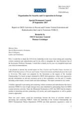 Update by the Secretary General on OSCE activities to counter VERLT
