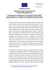 Statement by the Estonian EU Presidency in response to the report by the OSCE Representative on Freedom of the Media, Mr. Harlem Désir