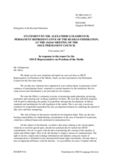 Statement by the Delegation of the Russian Federation in response to the report by the OSCE Representative on Freedom of the Media, Mr. Harlem Désir