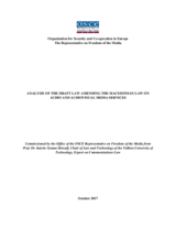  Analysis of the draft law amending the Macedonian Law on audio and audiovisual media services