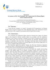Statement by the Delegation of Ukraine in response to the address by the Commissioner for Human Rights of the Council of Europe, H.E. Nils Muižnieks