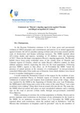 Statement by the Delegation of Ukraine on the Russia’s ongoing aggression against Ukraine and illegal occupation of Crimea
