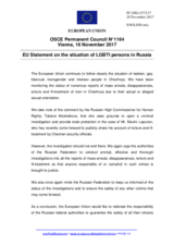 Statement by the Estonian EU Presidency on the situation of LGBTI persons in the Russian Federation