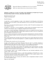 Statement by the Delegation of Latvia on the Latvian draft law on the status of participants in the Second World War
