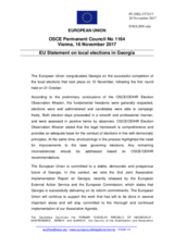 Statement by the Estonian EU Presidency on the municipal elections in Georgia, held on 21 October and 12 November 2017