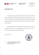 Response by the Delegation of Canada to the Questionnaire on the Code of Conduct on Politico-Military Aspects of Security