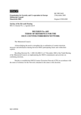 Decision No. 6/03 on terms of reference for the  OSCE Counter-Terrorism Network