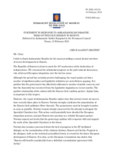 Statement by the Delegation of Norway in response to the report by the Head of the OSCE Mission in Kosovo, Ambassador Jan Braathu