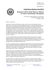 Statement by the Delegation of the United States of America in response to the report by the Chief Observer of the OSCE Observer Mission at two Russian checkpoints on the Russian-Ukrainian Border, Ambassador György Varga