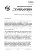 Statement by the Delegation of the United States of America on the Russia’s ongoing aggression against Ukraine and illegal occupation of Crimea