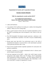 OSCE Secretary General’s Remarks: Sustainable Development Goal 16, Comprehensive Security and the OSCE