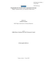 Report by the High Commissioner on National Minorities, Ambassador Lamberto Zannier