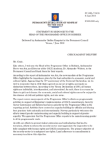 Statement by the Delegation of Norway in response to the report by the Head of the OSCE Programme Office in Bishkek, Ambassador Dr. Pierre von Arx, and by Director of the OSCE Academy in Bishkek, Dr. Alexander Wolters