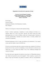 Secretary General's Closing remarks at the 27th Annual Session of the OSCE Parliamentary Assembly