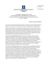 Statement by the Delegation of Norway in response to the report by the OSCE Representative on Freedom of the Media, Mr. Harlem Désir