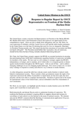 Statement by the Delegation of the United States of America in response to the report by the OSCE Representative on Freedom of the Media, Mr. Harlem Désir