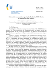 Statement by the Delegation of Ukraine in response to the report by the Head of the OSCE Mission to Moldova, Dr. Claus Neukirch