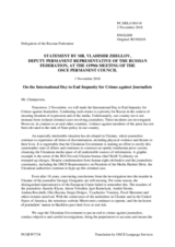 Statement by the Delegation of the Russian Federation on the United Nations International Day to End Impunity for Crimes against Journalists, to be observed on 2 November 2018
