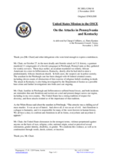 Statement by the Delegation of the United States of America on attacks in Jeffersontown, United States of America, on 24 October 2018 and Pittsburgh, United States of America, on 27 October 2018