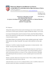Statement by the Delegation of Croatia response to the report by the High Commissioner on National Minorities, Ambassador Lamberto Zannier