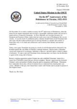 Statement by the Delegation of the United States of America on the 85th anniversary of the Holodomor