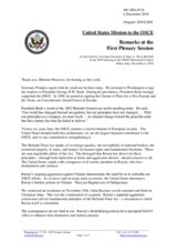 Statement by H.E. Aaron Wess Mitchell, Assistant Secretary of State for European and Eurasion Affairs