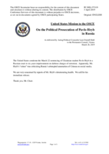 Statement by Delegation of the United States of America on political prosecution of Mr. P. Hryb and other Ukrainian citizens illegally detained by the Russian Federation