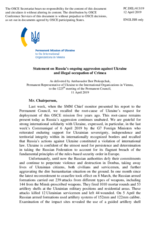 Statement by the Delegation of Ukraine on Russia’s ongoing aggression against Ukraine and illegal occupation of Crimea