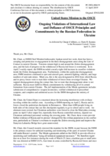 Statement by the Delegation of the United States of America on Russia’s ongoing aggression against Ukraine and illegal occupation of Crimea