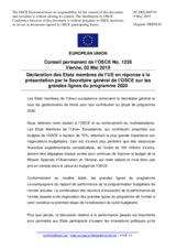 Déclaration des Etats membres de l’UE en réponse à la présentation par le Secrétaire général de l’OSCE sur les grandes lignes du programme 2020