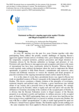 Statement by the Delegation of Ukraine on Russia’s ongoing aggression against Ukraine and illegal occupation of Crimea