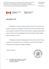 Response by the Delegation of Canada to the Questionnaire on the Code of Conduct on Politico-Military Aspects of Security