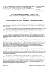 Statement by the Romanian EU Presidency on the International Day Against Homophobia, Transphobia and Biphobia, observed on 17 May 2019