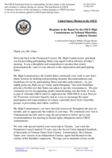 Statement by the Delegation of the United States of America in response to the report by the High Commissioner on National Minorities, Ambassador Lamberto Zannier