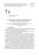Statement by the Delegation of Ukraine in response to the report by the High Commissioner on National Minorities, Ambassador Lamberto Zannier