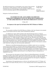 Statement by the Delegation of the Russian Federation in response to the report by the Head of the OSCE Mission to Moldova, Ambassador Claus Neukirch