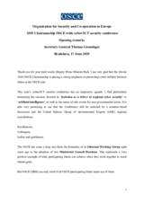 Opening Remarks by OSCE Secretary General Thomas Greminger at the 2019 Chairmanship OSCE-wide cyber/ICT security conference