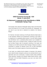 Statement by the Romanian EU Presidency in response to the report by the Chief Observer of the OSCE Observer Mission at Two Russian Checkpoints on the Russian-Ukrainian Border