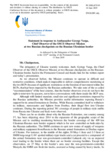 Statement by the Delegation of Ukraine in response to the report by the Chief Observer of the OSCE Observer Mission at Two Russian Checkpoints on the Russian-Ukrainian Border