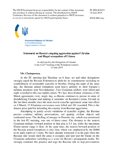 Statement by the Delegation of Ukraine on Russia’s ongoing aggression against Ukraine and illegal occupation of Crimea